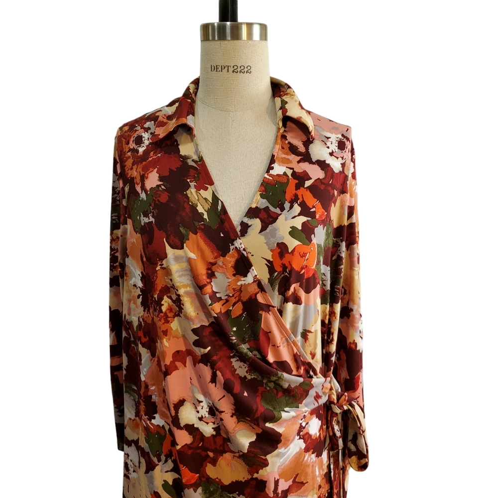 The Limited Collection Abstract Floral Faux Wrap‎ Dress Size L/XL